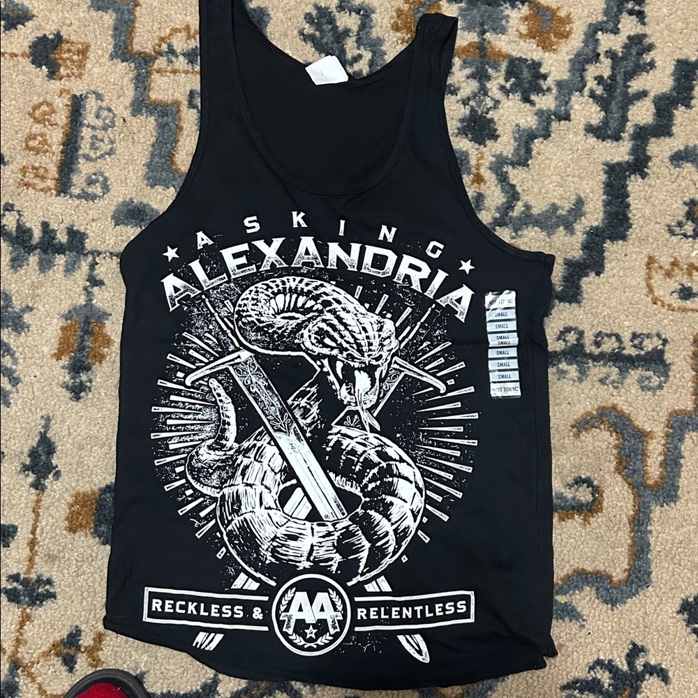 Bay Island Black Graphic Tank Top with White Design